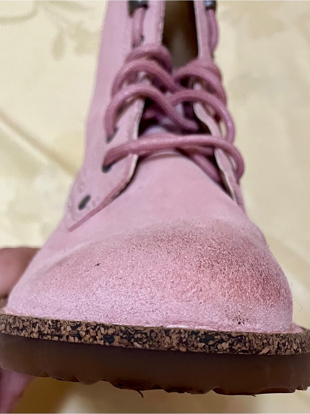 Rare Birkenstock Pink Suede Lace up Boots Size 39/ 8 Brown Rubber Footbed NWOT - Picture 4 of 15